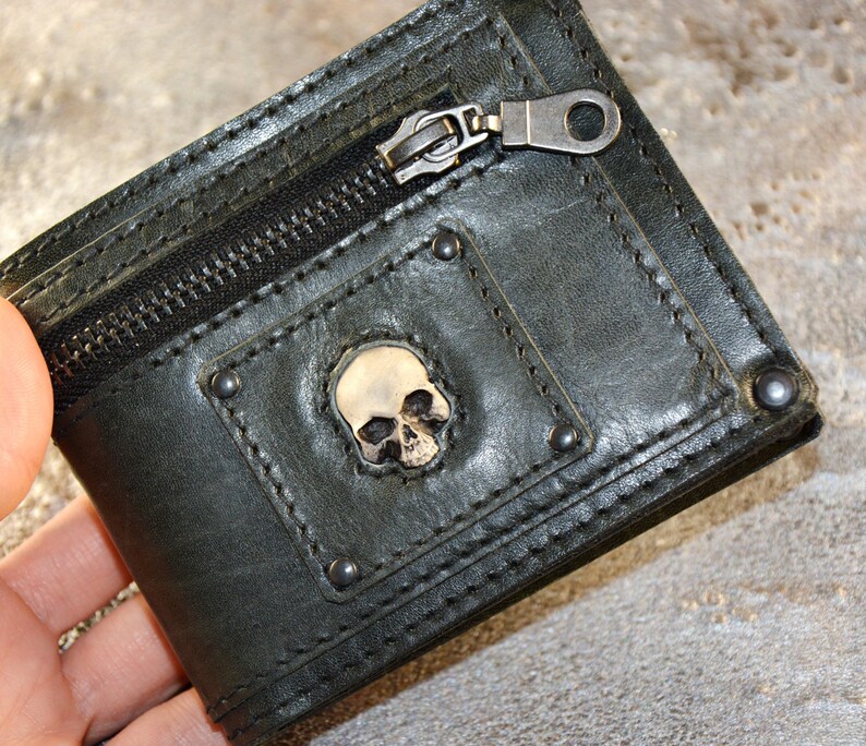 Men S Wallet Leather Wallet Skull Wallets Men Wallet Skull Etsy - image 0
