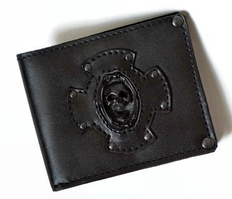 Men S Wallet Leather Wallet Skull Wallets Men Wallet Skull Etsy - ima!   ge 0