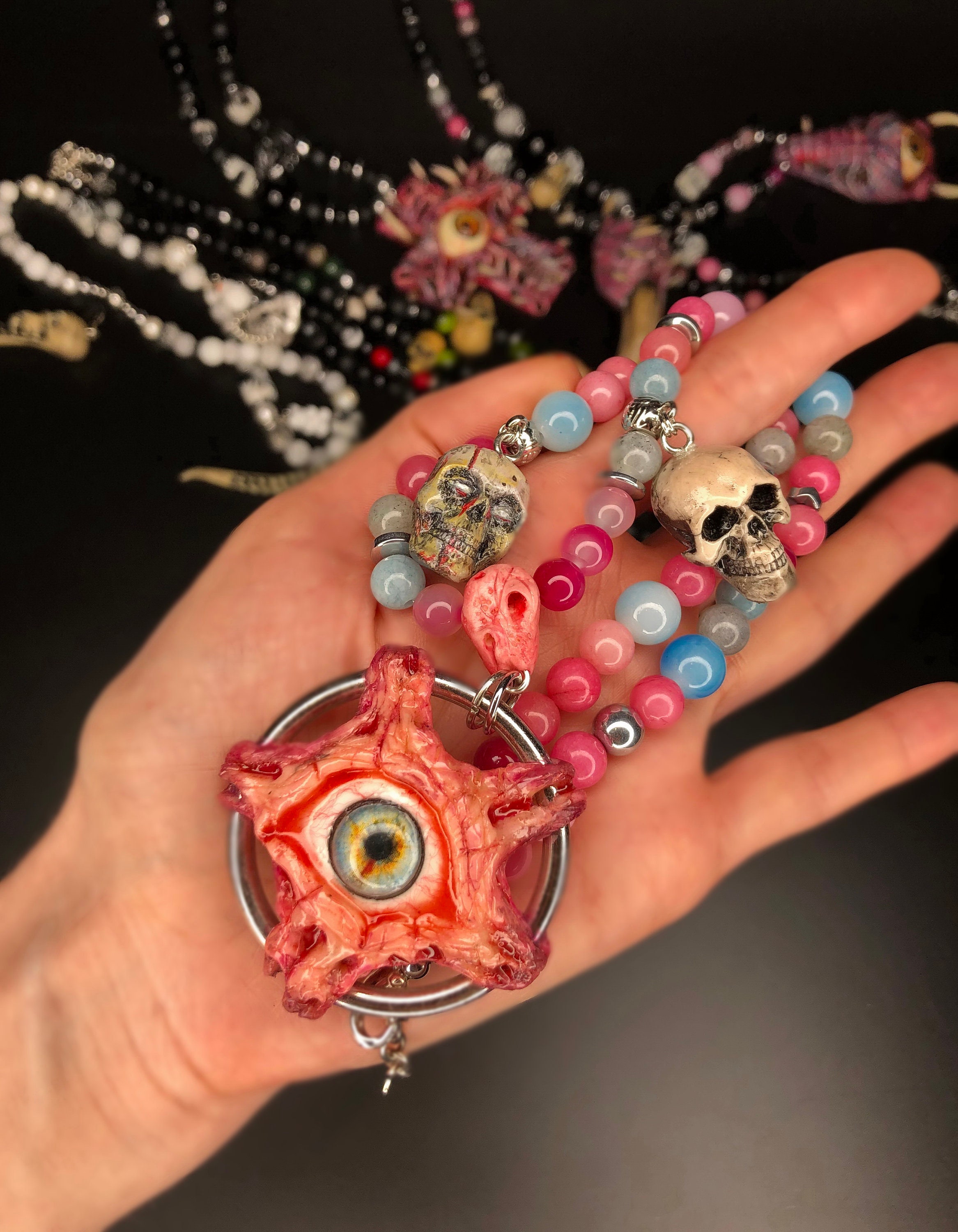 Eyeball necklace Horror jewelry Halloween jewelry Etsy