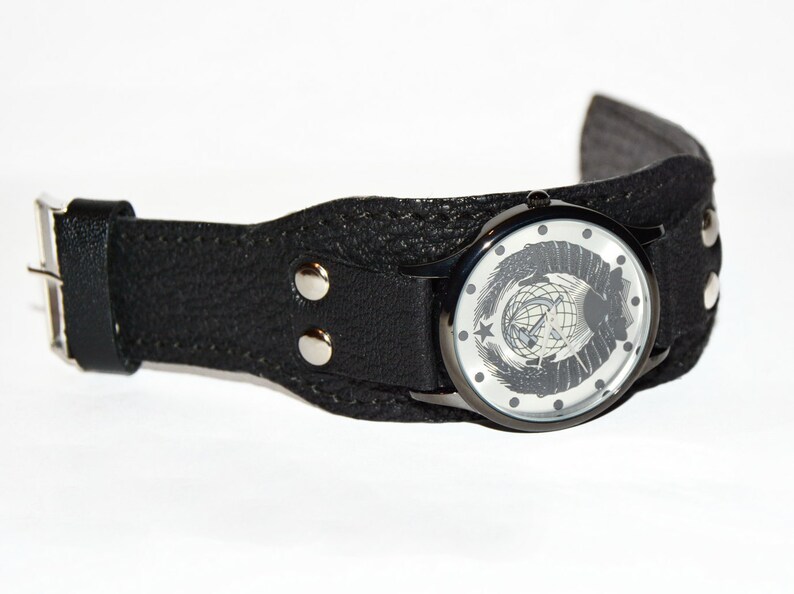 Russian watch USSR Vintage watch Leather wrist watch | Etsy
