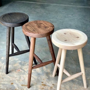 Custom Stools, handmade stool, kitchen stool, counter hight stool, walnut stool, white oak stool, oak stool, wood stool, wooden stool image 1