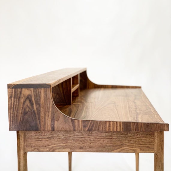 Handmade Walnut Writing Desk Desk Wood Desk Desk With Shelves