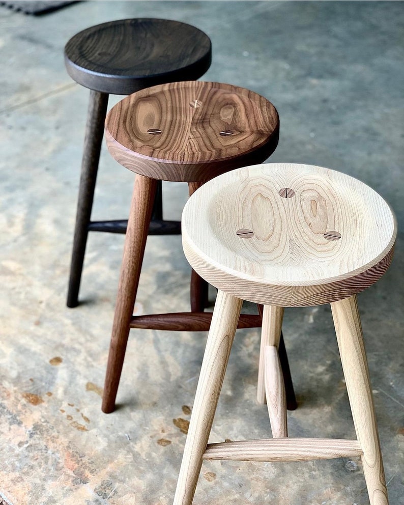 Custom Stools, handmade stool, kitchen stool, counter hight stool, walnut stool, white oak stool, oak stool, wood stool, wooden stool image 4