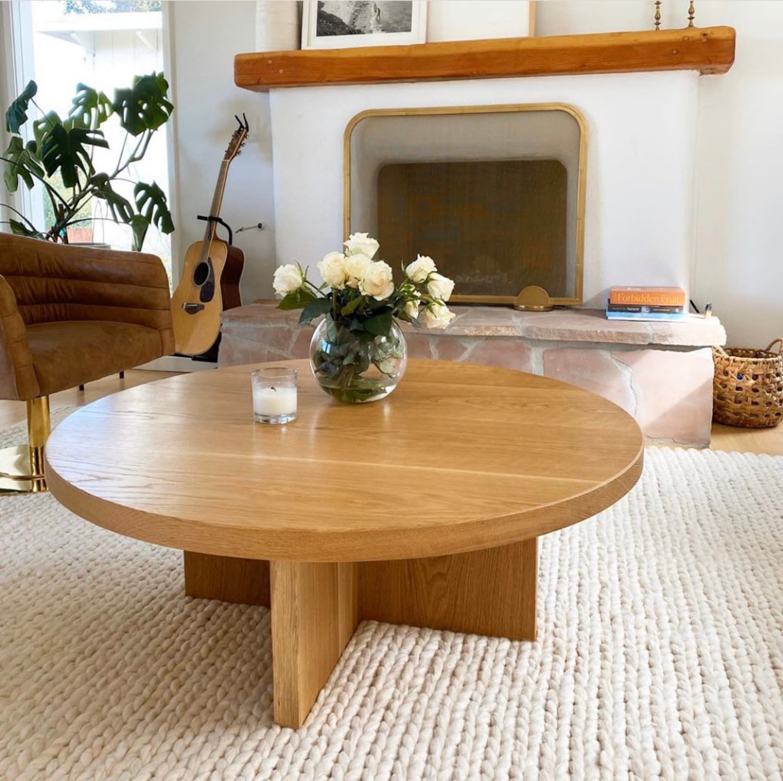 White Oak Coffee Table, Wood Coffee Table, Round Coffee Table, Circular ...