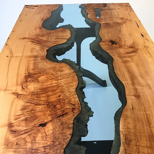 River table, Live edge table, Glass table, Wood table, slab table, Wood slab table