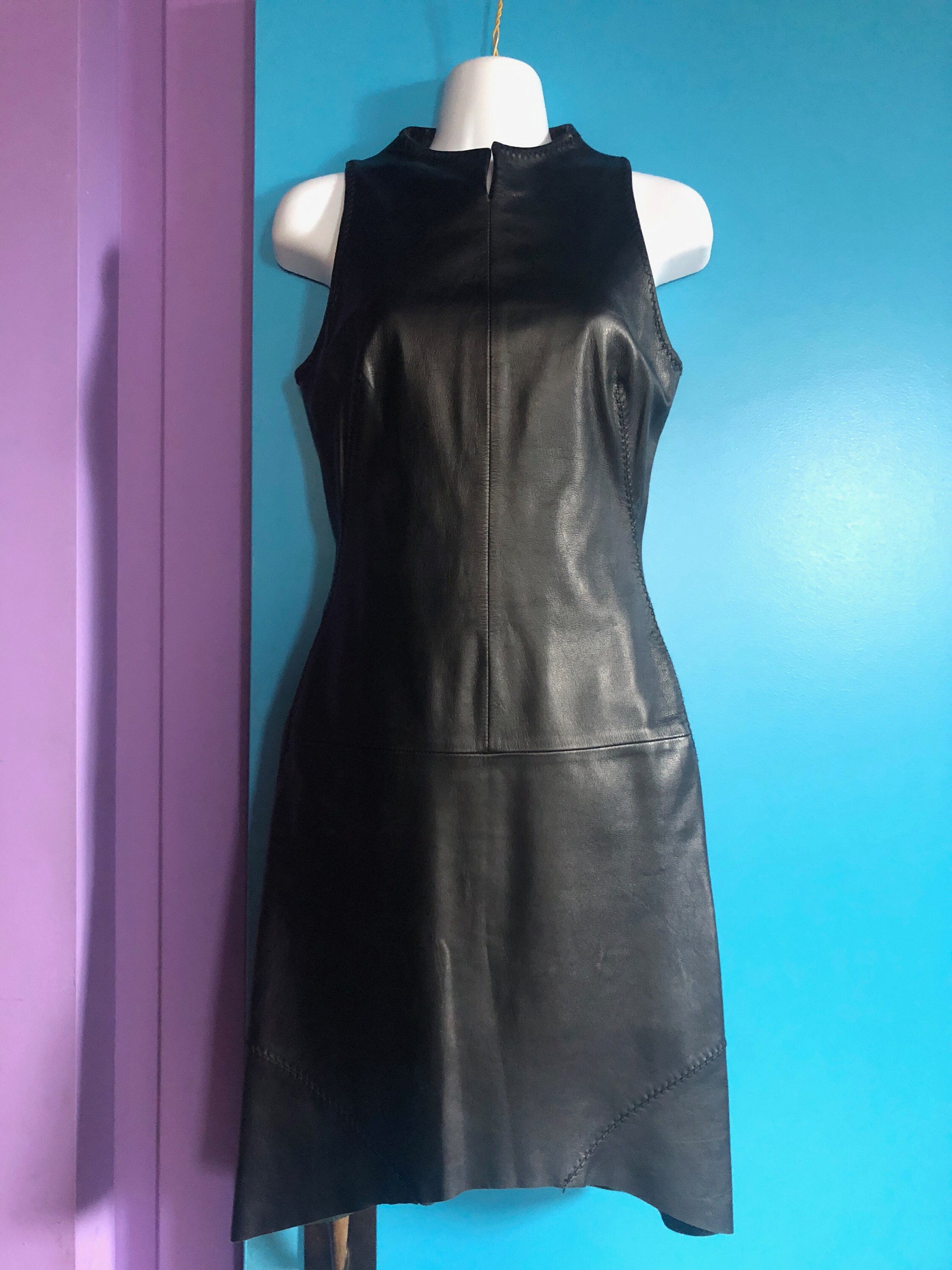 Black Leather Vintage Versus by Versace Dress