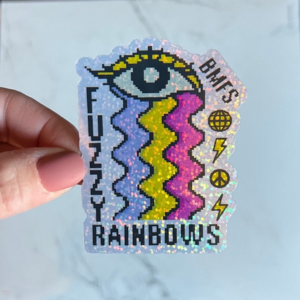 Fuzzy Rainbows Billy Strings BMFS Sticker Slap 3.1" x 2.4" Glossy Glitter Finish