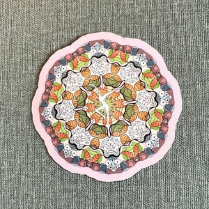 Lavendel Blau Grün Gelb Orange Mandala | Aufkleber Schlag | 2,8&quot; x 2,8&quot; glänzende Oberfläche