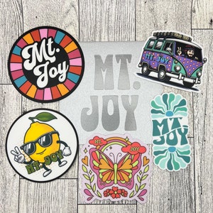 Adesivos de vinil Mt. Joy 5, Slaps, Silver Lining, Red Rocks, Astrovan, Lemon Tree, prata, 4&quot; x 4&quot;, envelope para presente, aniversário, dia das mães, feriados