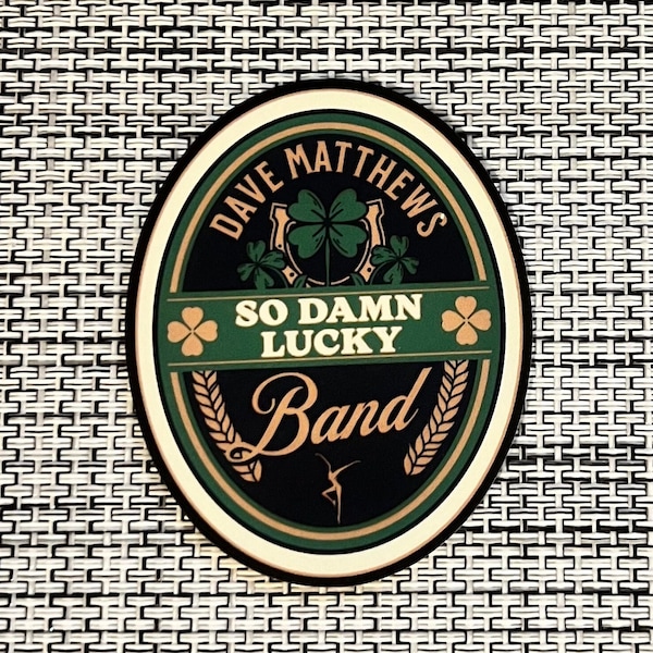 DMB So Damn Lucky Green Brown Black Lucky Shamrock Oval Sticker Slap 2.5" x 2" Matte Finish