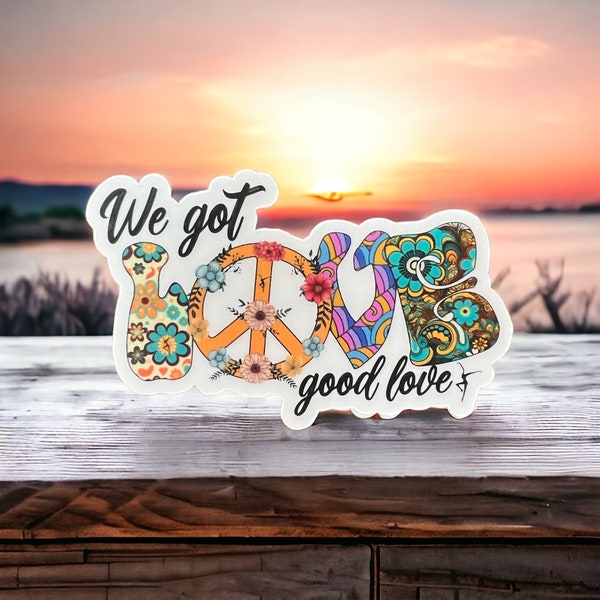 We Got Love Good Love DMB Peace Sign Retro | Sticker Slap  1.9" x 3" Matte Finish