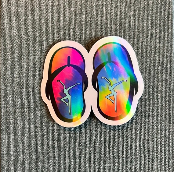 Rainbow Tie Dye Flip Flops Summer Sandals Sticker Slap 2.3 X 2.75 Glossy Holographic Finish Etsy