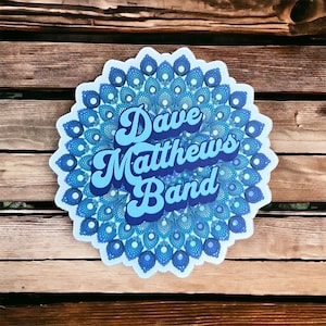 Dave Matthews Band Retro Purple Blue White Teal Peacock | Sticker Slap  3" x 3" Matte Finish