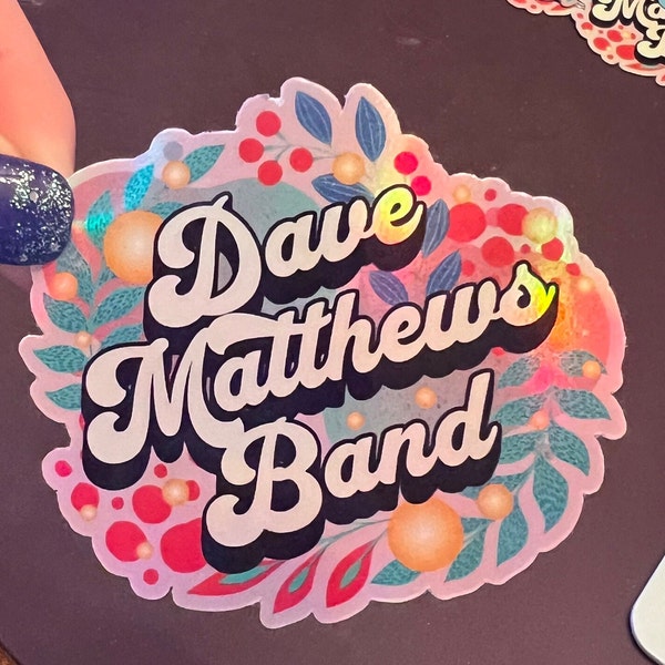 Holographic Dave Matthews Band Retro Leaves Purple Teal Pink Blue | Sticker Slap  2.5" x 2.75"