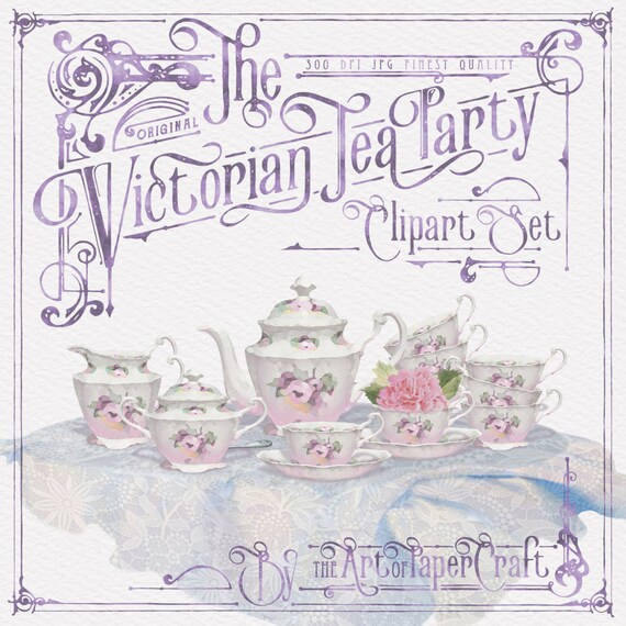 Watercolour Shabby Chic Vintage Tea Party Clip Art