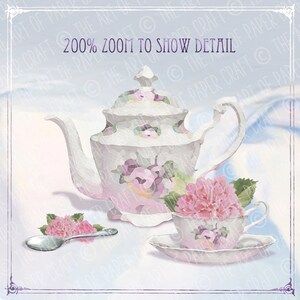 Watercolour Shabby Chic Vintage Tea Party Clip Art image 3