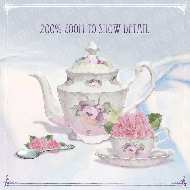 Watercolour Shabby Chic Vintage Tea Party Clip Art image 3