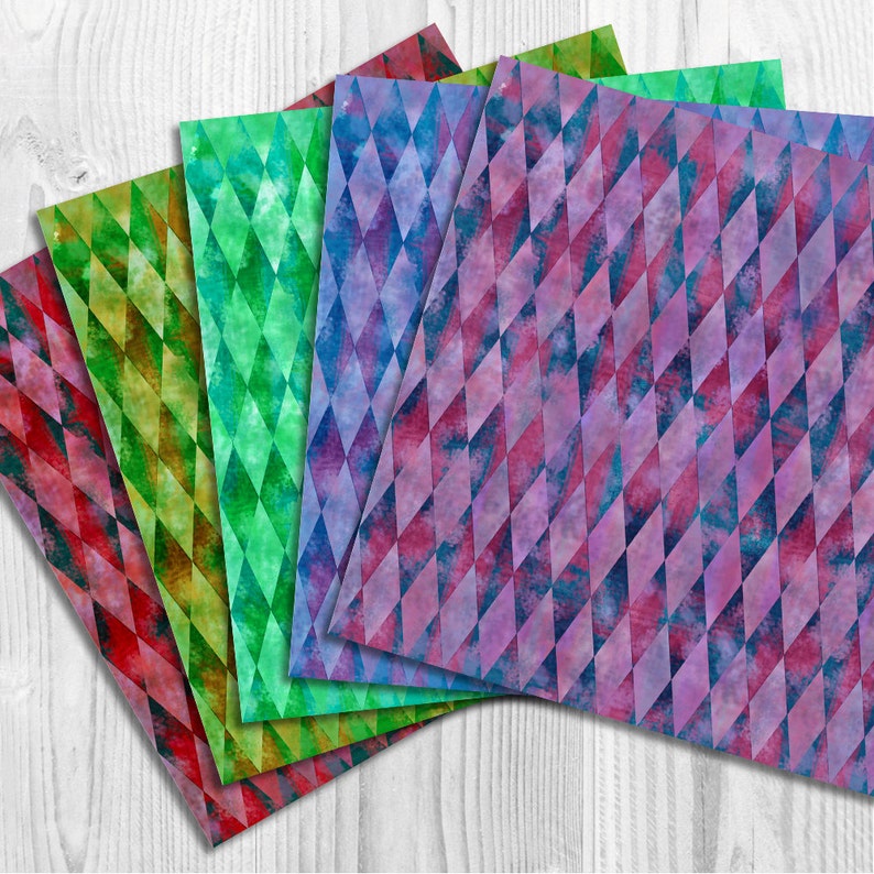 Printable Harlequin Papers 12 x 12 inch. Perfect for Scrapbook Pages and many other Papercrafts. image 2