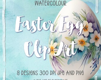 Watercolour Easter Eggs decorated with flowers and leaves. *Commercial Use Allowed.