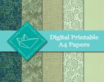 Digital Printable A4 Papers. Leaf Paper. Perfect for Handmade Greeting Cards, Foliage, Decoupage, Scrapbook Pages and all Papercrafts