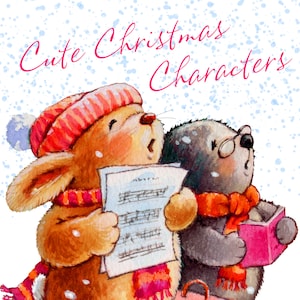 Carino natale caratteri ClipArt di acquerello