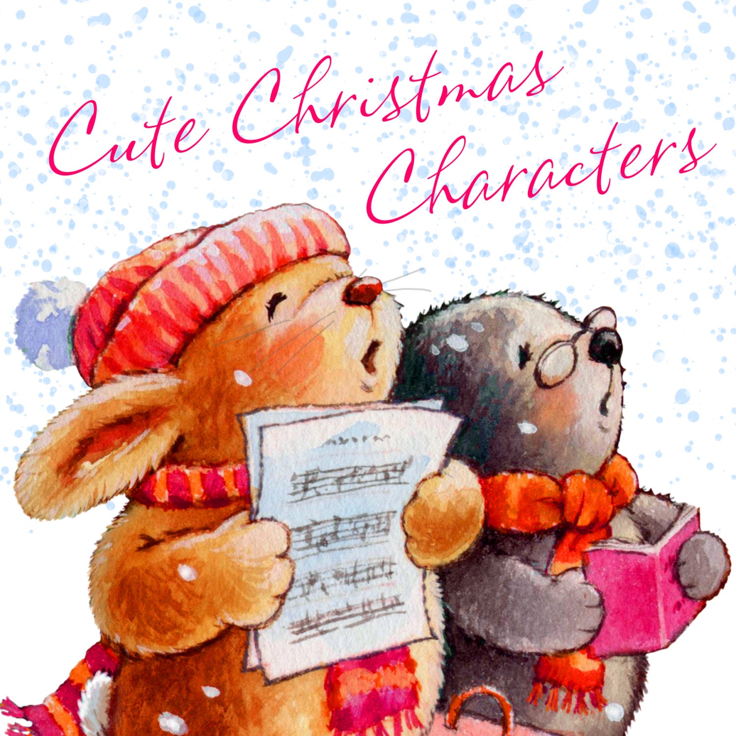 Cute Christmas Characters Watercolour Clip Art - Etsy