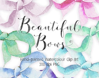 Hand-painted Watercolour Bows Clip Art with 12" x 12" ready-made arrangement