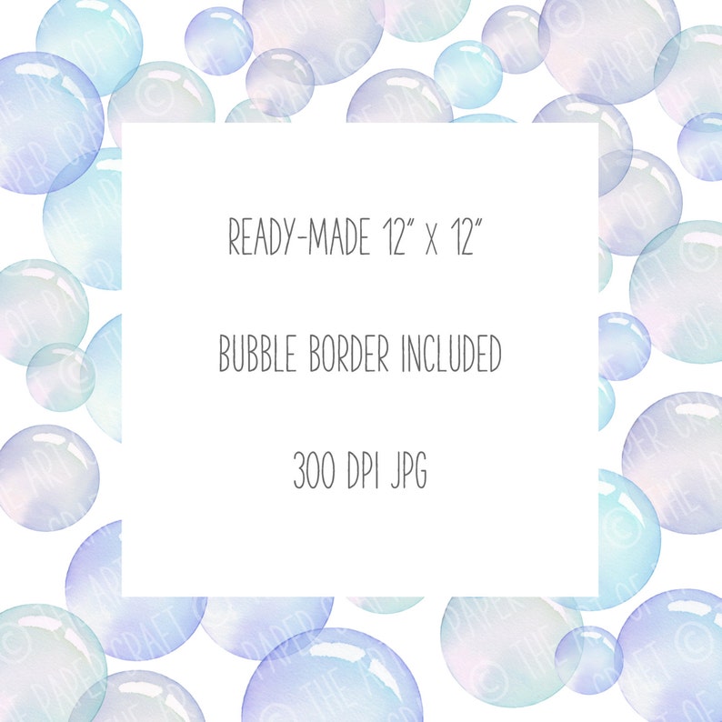 Hand-painted Watercolour Rainbow Bubbles Clip Art PNG elements and 12 x 12 Printable Bubble Papers image 4