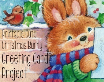 Printable Cute Christmas Card Project. Pyramage design with insert.