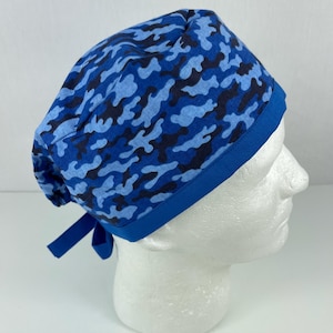 Mens Hats Camouflage Blue Unisex Cap Scrub Cap Surgical Scrub Hat Skull Cap Head Cover Medical Gift