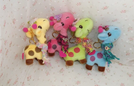 Miniature Giraffe Plush Stuffed Animal. Giraffe Pendants