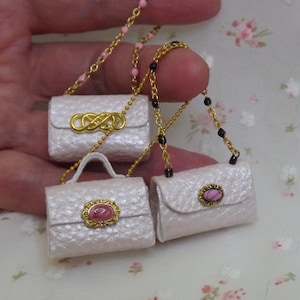 Miniature Purses, Handbags. Miniature Dollhouse Purses. Room Accessories. Doll Clothes. 1:6 Handbags, Purses, Bedroom Accessories.