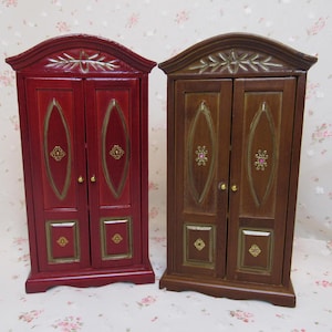 Miniature Dollhouse Armoire. Wardrobe. Bedroom Furniture. Entryway Closet. Living Room Shelves
