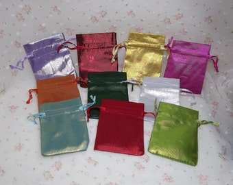 Shimmering Cloth Jewelry Pouches With Drawstring. Small Cloth Gift Bags. Jewelry Storage Pouches. Shower Gift Bags. Birthday Party Bags