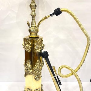 Queen Farida Floral Hookah – Handcrafted Brass Shisha with Elegant Floral Design