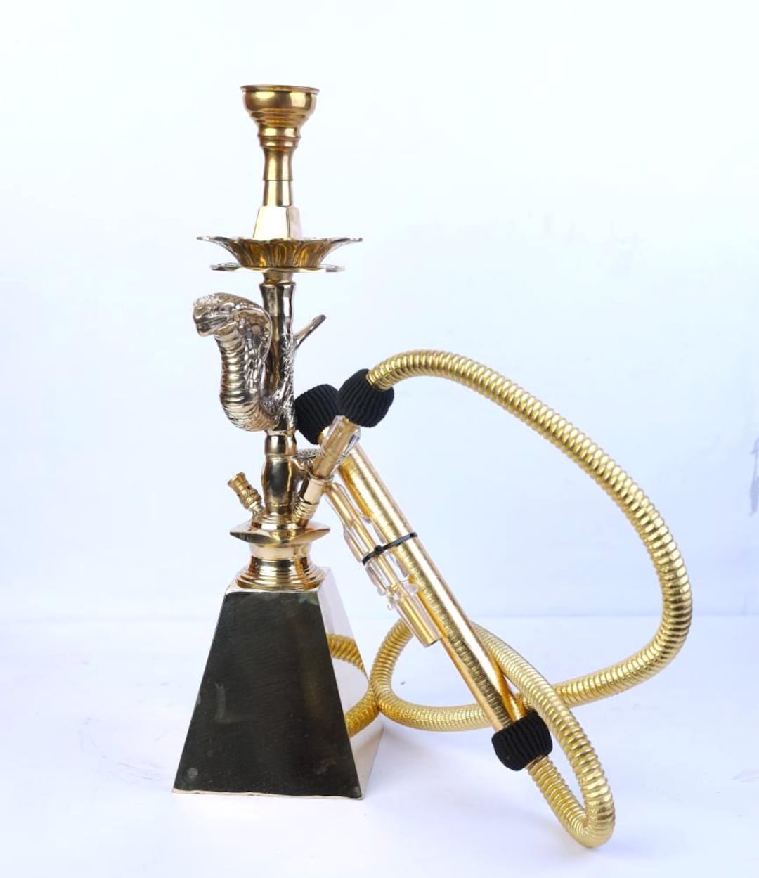 Cobra Hookah – Golden Snake Design With Pyramid Base, Luxury