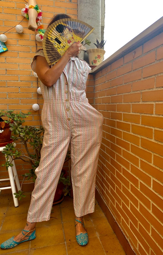 Vintage Playsuit from the 80s. Checked playsuit in