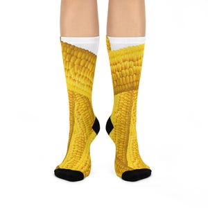 Corn Cushioned Crew Socks - Novelty Vegetable Print Footwear