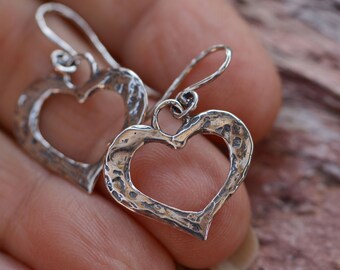 Artisan Sterling Silver Open Heart Earrings