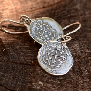 Spanish Coin Earrings, Sterling Silver Reale Earrings, Atocha Coin Earrings