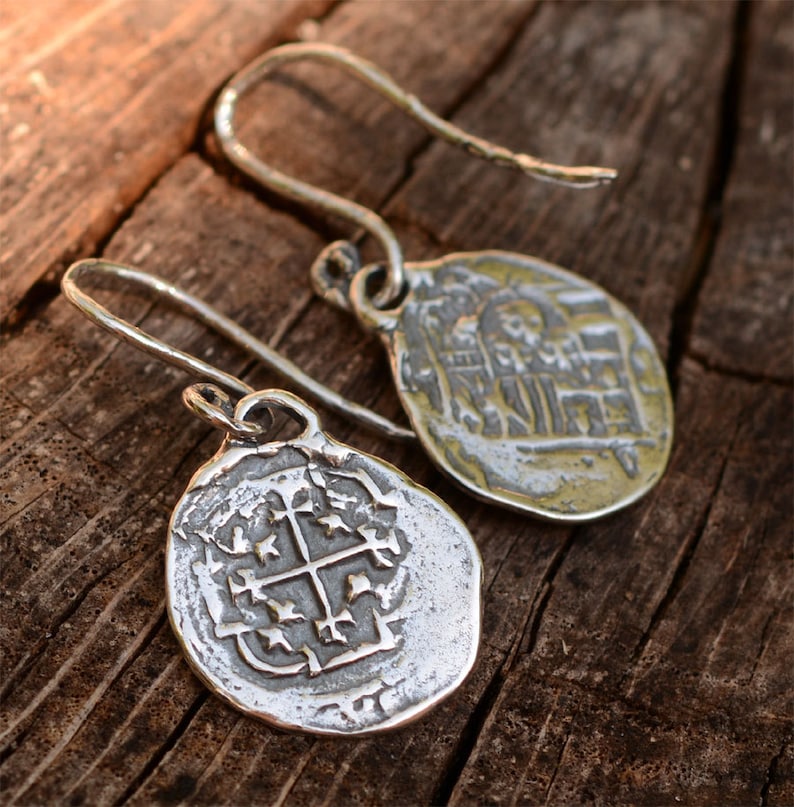 Spanish Coin Earrings, Sterling Silver Reale Earrings, Atocha Coin Earrings image 2