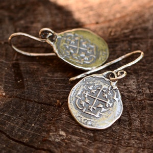 Spanish Coin Earrings, Sterling Silver Reale Earrings, Atocha Coin Earrings image 5