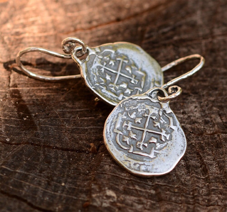 Spanish Coin Earrings, Sterling Silver Reale Earrings, Atocha Coin Earrings image 1