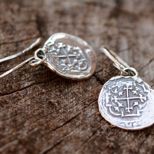 Spanish Coin Earrings, Sterling Silver Reale Earrings, Atocha Coin Earrings image 4