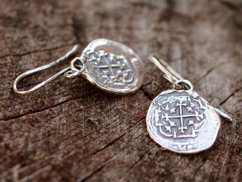 Spanish Coin Earrings, Sterling Silver Reale Earrings, Atocha Coin Earrings image 4