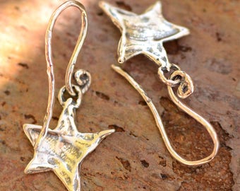 Sterling Silver Dancing Star Earrings on Handcrafted Ear Wires