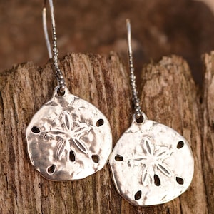 Sterling Silver Sand Dollar Earrings with Artisan Handcrafted Ear Wires