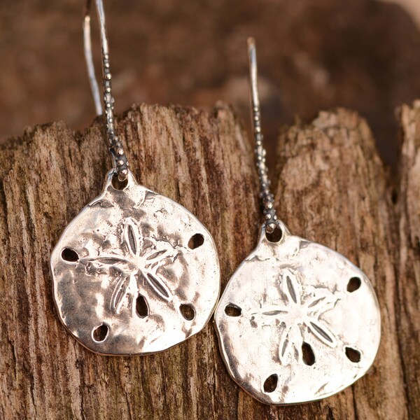 Sand Dollar Stud Earrings in Sterling Silver, Silver or Gold, Ocean