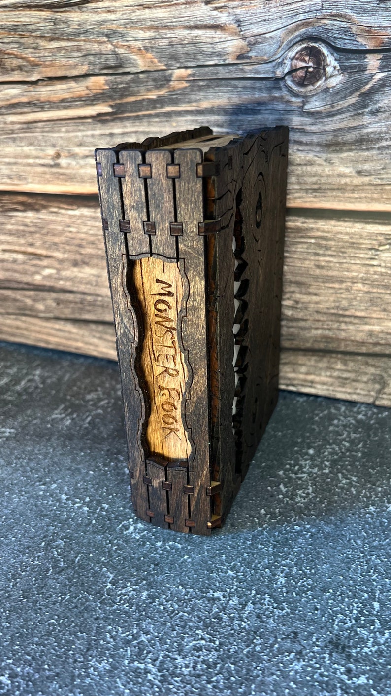 Rustic Monster Box Scary Monster Book Box, Laser Cut, Baltic Birch Wooden Card or Dice Box ...