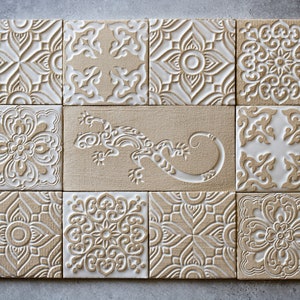 White handmade ceramic tiles for kitchen/bathroom/shower backsplash tile tabletop rustic tile price per tile image 1